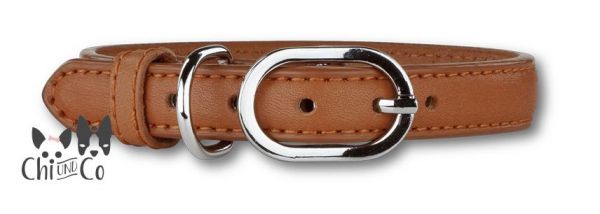 P2G LEATHER COLLAR Halsband Cognac/Silber