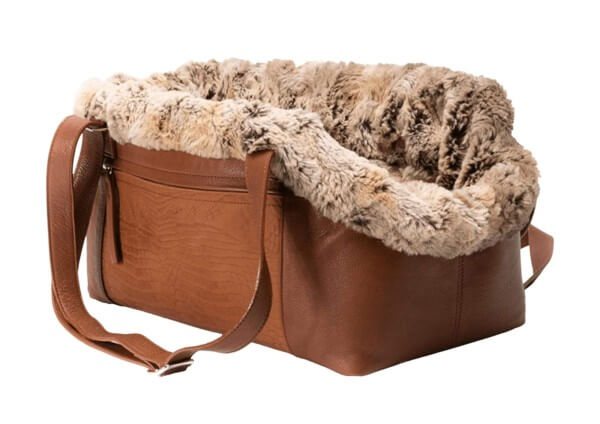 ITALIAN LIVING Leder Schlangenoptik Hundetasche Cognac