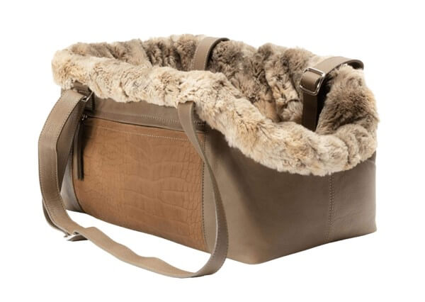 ITALIAN LIVING Leder Schlangenoptik Hundetasche Taupe