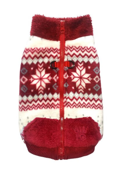 B-Ware HD SOFT SNOWFLAKY Fleecejacke inkl. Geschirr ROT
