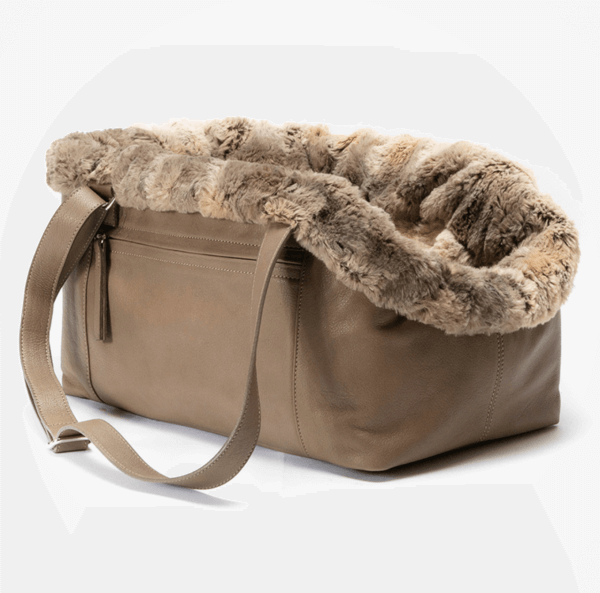 ITALIAN LIVING Glattleder Hundetasche Taupe