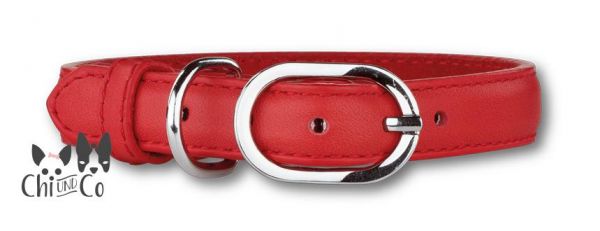 P2G LEATHER COLLAR Halsband Rot/Silber